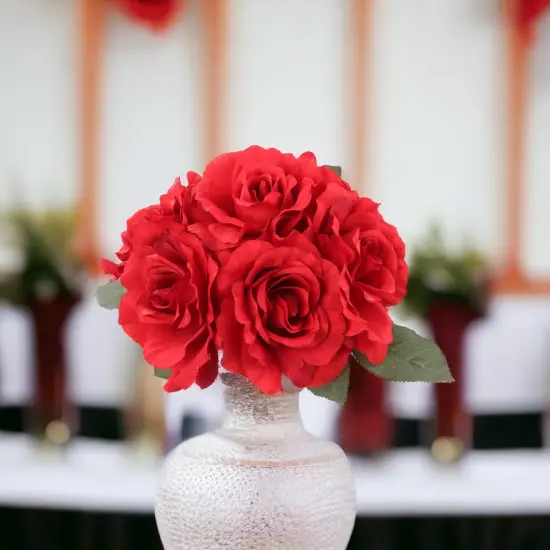 12-Pack: Red Rose Bouquet with 6 Silk Flowers & Foliage , Floral Home by Artificial Flowers {3}