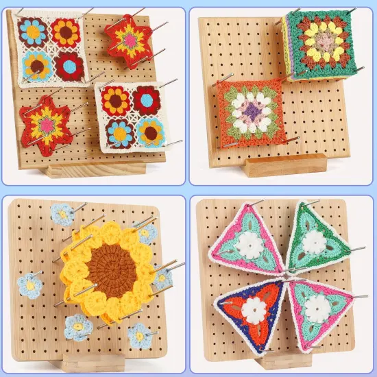 Stainless Steel Rod Pins for Blocking Board, Knitting & Crochet Supplies Blocking Pins Kit, 20pcs Metal Pegs Length 5.90" with Yellow Box for Blocking Mats Granny Squares Small Projects {3}