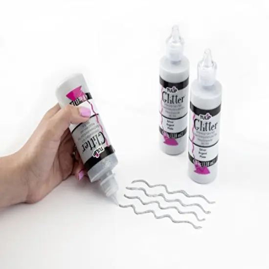 3 Pieces Dimensional Fabric Paint 4 oz Glitter Silver , 4 Fl Oz (Pack of 3), 3 Count {3}