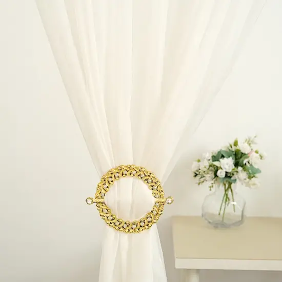 Set of 2 Round 7-inch Acrylic Crystal Curtain Tie Backs for Events Gold {5}