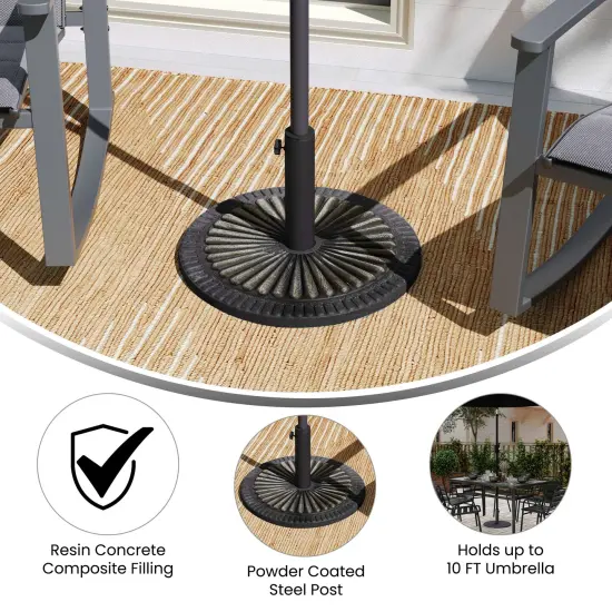 Emma and Oliver Keegan 19.25" Diameter Universal Sunburst Pattern Cement Patio Umbrella Base with Weatherproof Plastic Polymer Coating Bronze {4}