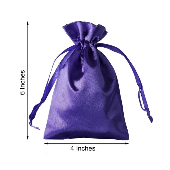 60 pcs 4x6 Satin Favor Drawstring Bags Purple {2}