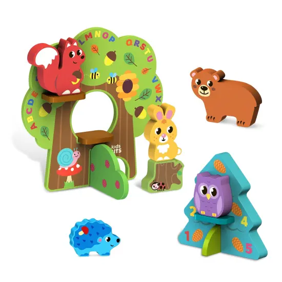 Wooden Forest SetKids Hits: Unleash Creativity with the Wooden Forest Set - Building, Matching, and Imaginative Play for Little Explorers! {1}