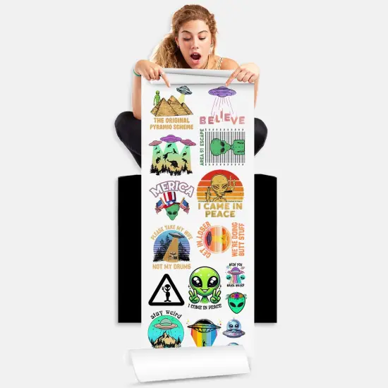 Aliens UFO Direct-to-Film DTF Transfer Gang Sheets - 22x60 {2}