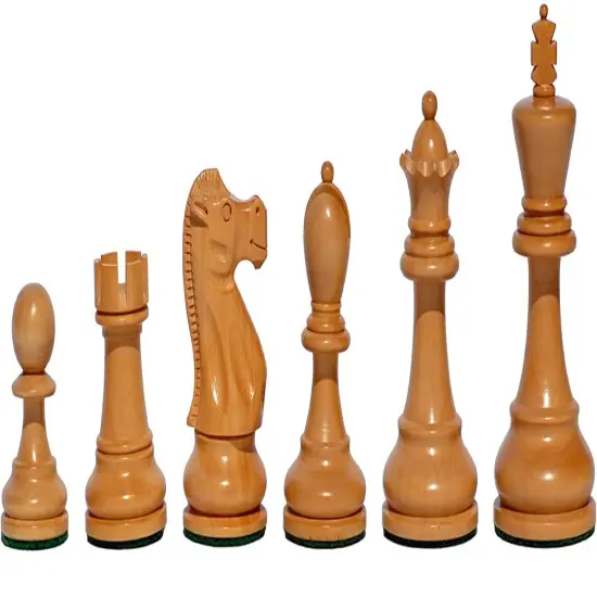 WE Games Weighted Jacques Wood Chess Pieces in Box, 3.5 in. King {3}