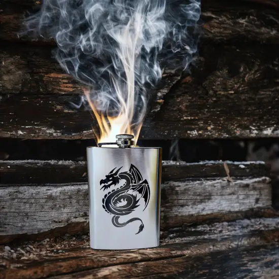8oz Flying Dragon Stainless Steel Flask {5}