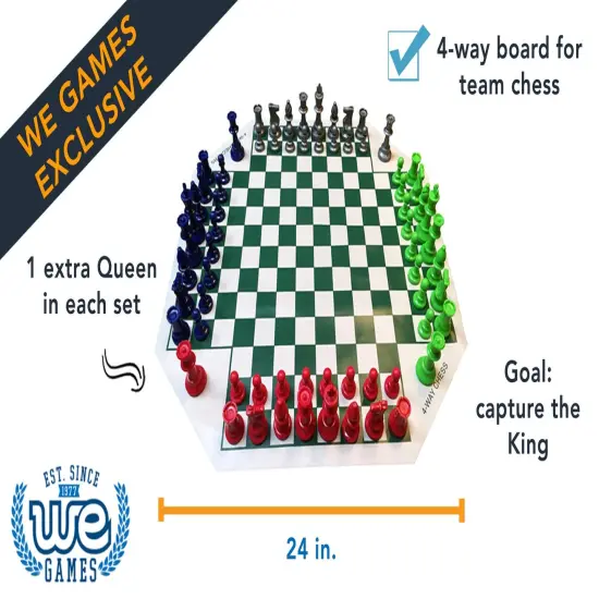 WE Games 4 Way Chess Set, 3.75 in. Kings {3}