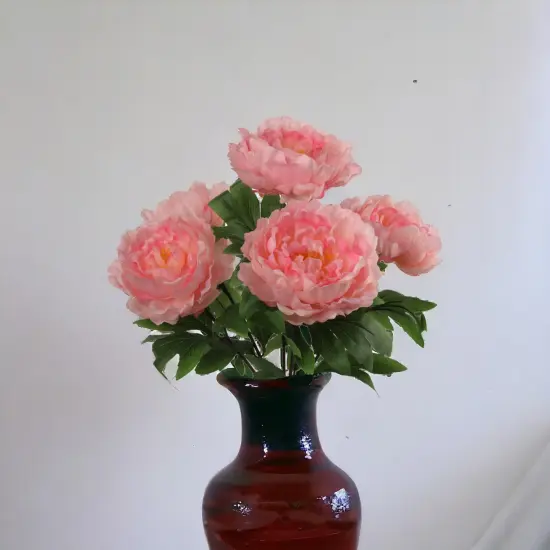 12-Pack Pink Peony Bush with 5 Silk Flowers & Foliage - Lifelike Floral Accents for Home D&eacute;cor & Arrangements, Floral Home by Artificial Flowers {4}