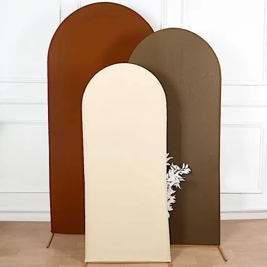 3 Fitted Matte Spandex Round Top Wedding Arch Backdrop STAND COVERS Navy blue {3}