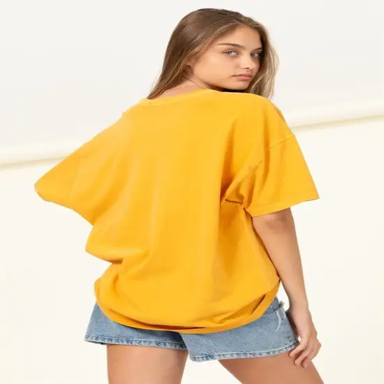 Cool and Chill Oversized Short Sleeve Crewneck T-Shirt Hot mustard {5}
