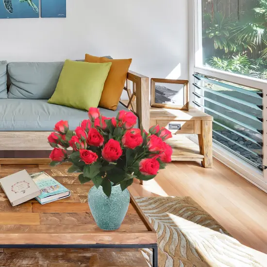 Beauty Shade Silk Rose Spray - 15.4-Inch Cluster of 5 Lifelike Roses for Floral Arrangements and Centerpieces | Floral Home by Artificial Flowers {5}