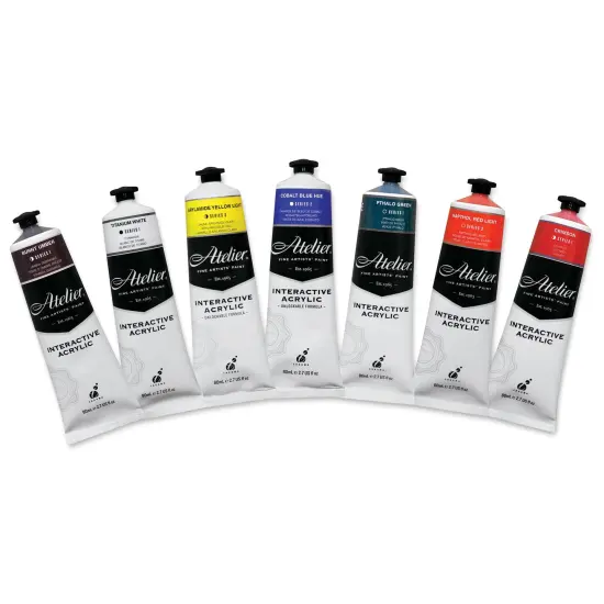 Chroma Atelier Interactive Artists' Acrylic Paints - Set of 7, Assorted Colors, 80 ml Tubes {2}
