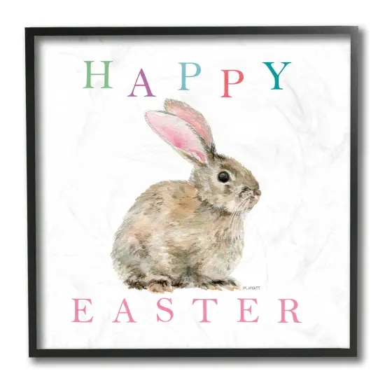 Stupell Industries Happy Easter Bunny Rabbit Black Framed Giclee Art {1}