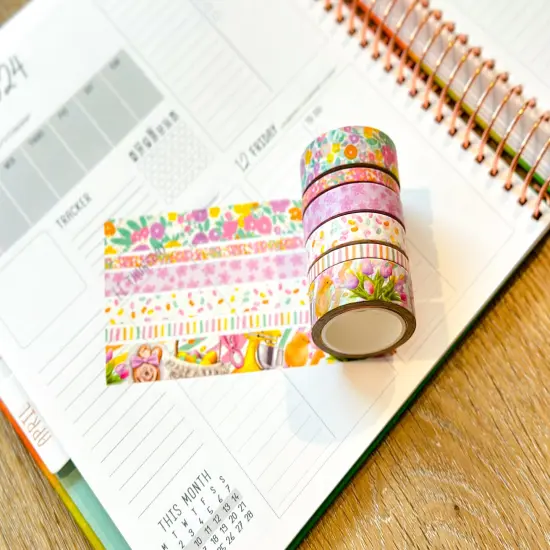 Easter Rainbow Chicks Eggs Spring Flowers Washi Tape Set April 2024 - W105 {3}