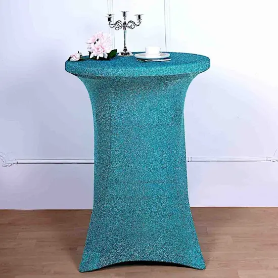 36" Metallic Fitted Spandex Cocktail Tablecloth Rose gold {2}