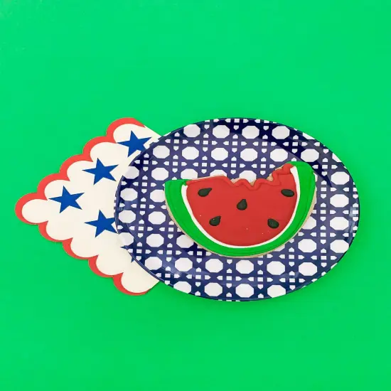 Blue Geo Melamine Appetizer Plate Set of 4 | 6" Dish Set {5}