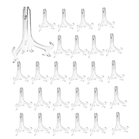 5" Clear Plastic Easels or Stand/Plate Holders to Display Pictures or Other Items at Weddings, Home Decoration, Birthdays, Tables (24 Pack) {2}