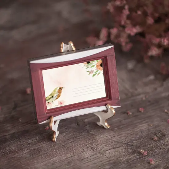 Artliving 4" White Gold Decorative Small Plate Stand Holder Plastic Picture Easel Display Stand Picture Frame Stand (2 Pack) {4}