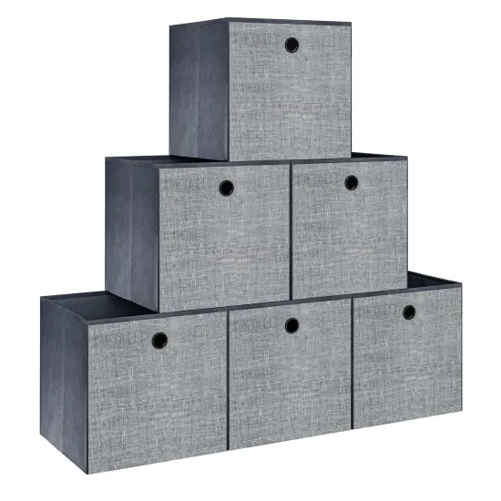 6 Pieces Storage Cubes, 11.8-Inch Foldable Cube Storage Bin with Handles,Cube Storage Baskets for Organizing, Closet Organizers for Shelves, Bookcase, Grey SC07030W {2}