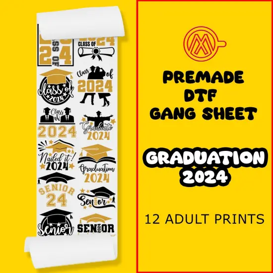 Graduation 2024 Direct-to-Film DTF Transfer Gang Sheets - 22x60 {1}