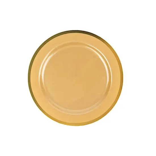 Round Plastic Dessert Plates with Gold Rim {1}