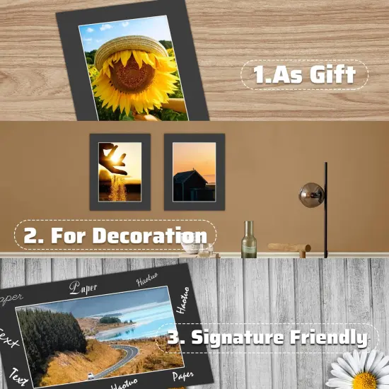 HOTUO 10 Pack Acid Free Black Picture Frame Mats, Pre-Cut 5x7 Picture Mats with Ivory Core Bevel Cut for 4x6 Photo, Signature Friendly 4 Ply Thickness Photo Mat for Frames/Artwork/Prints/Pictures {4}