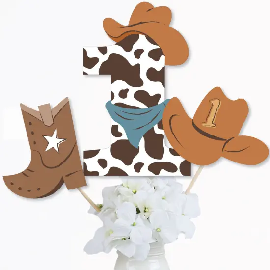 Big Dot of Happiness My First Rodeo - Little Cowboy 1st Birthday Party Centerpiece Sticks - Table Toppers - Set of 15 {4}