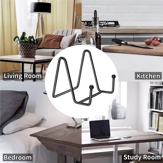 Kruodop 3 Pack Plate Stands for Display, 4 Inch Plate Holder Display Stand, Metal Frame Holder Stands for Book, Pictures, Photo Easel, Tabletop Art {2}