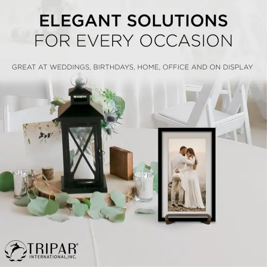 Square Metal Wire Stand, Mahogany Finish (3-Inch Depth) Tabletop Easel Sleek & Modern Look - Perfect for Books, Plates, Photos & More {4}