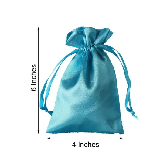 60 pcs 4x6 Satin Favor Drawstring Bags Turquoise {2}