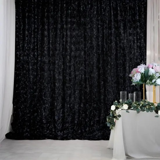 8x8 Satin Rosette Wedding Backdrop Black {1}