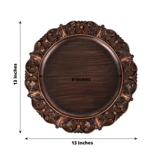 6 Dark Brown 13 in Aristocrat Style Round CHARGER PLATES {2}