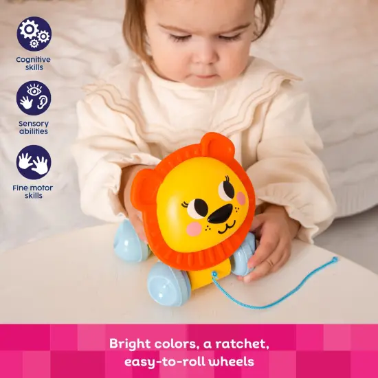 Kids Hits Educational Toddler Push and Pull Toy Lion Yellow {3}
