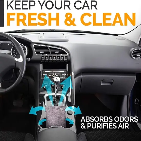 Activated Charcoal Odor Absorber 10x3.5oz w Hooks. Nature Fresh Bamboo Charcoal Air Purifying Bag Home Closet Air Freshener Deodorizer Odor EliRAHEEVtor | RAHEEV&reg; {5}