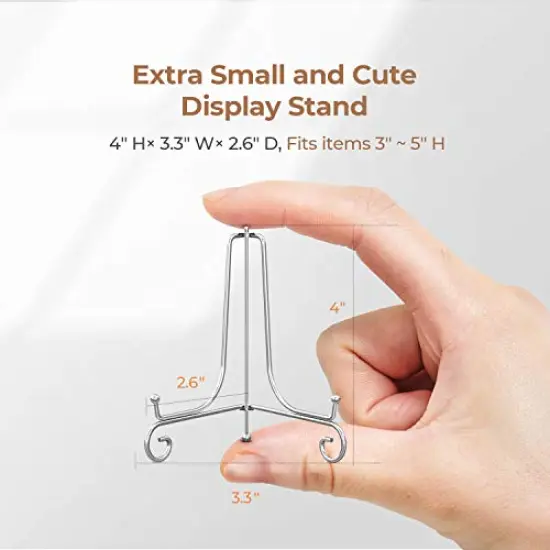 TR-LIFE Plate Stands for Display - 4 Inch Plate Holder Display Stand + Metal Easel Stand for Picture Frame, Decorative Plates, Photo, Book, Collectibles (2 Pack) {3}