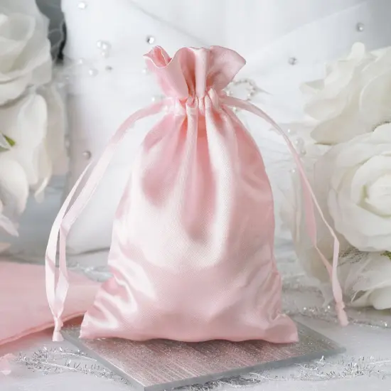 60 pcs 4x6 Satin Favor Drawstring Bags Blush {3}