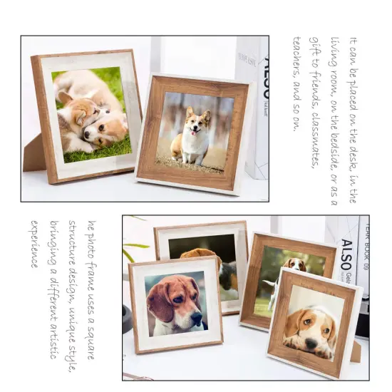 UILB Wooden 5x5 Square Picture Frames with Acrylic -Set of 2- Wall Mount & Table top Display Photo Frames Decor, Great for Baby Pictures, Weddings, Portraits,Christmas gifts {4}