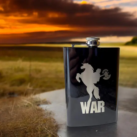 8oz BLACK War Four Horsemen of the Apocalypse Flask {3}