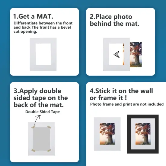 Somime 10 Pack Pre-Cut 11 x 14 White Picture Mats for 8x10 Photos - White Core Bevel Cut Frame Matte, Acid Free, Ideal for Frames/Artwork/Prints {3}