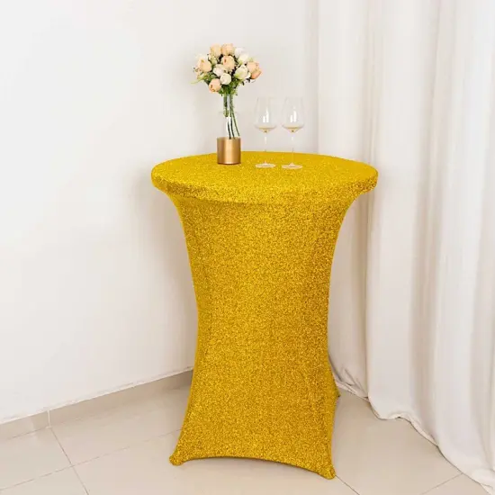 36" Metallic Fitted Spandex Cocktail Tablecloth Turquoise {7}