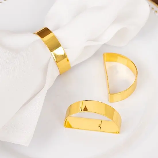 4 Gold 2" Semicircle D-Shaped NAPKIN RINGS {3}