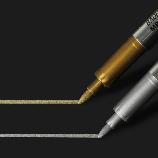 8 Pieces Metallic Marker Pens, Gold and Silver Metallic Permanent Markers for Artist Illustration, Crafts, Gift Card Making, Scrapbooking, Fabric, DIY Photo Album, Value {3}