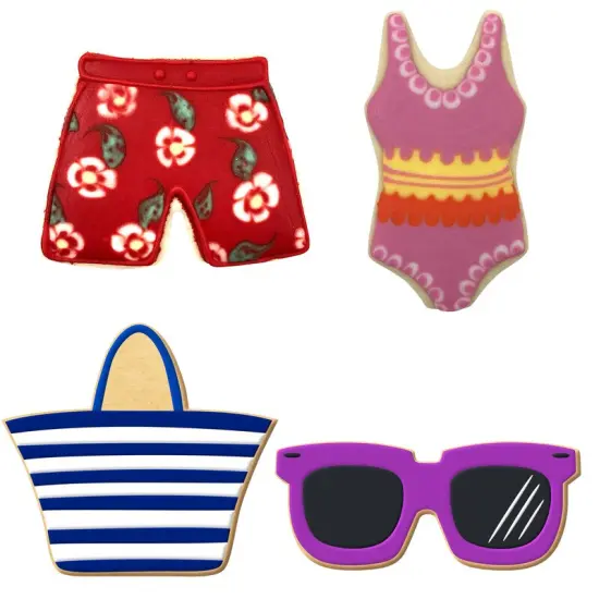 Beach Cookie Cutters 4 Pc Set. USA Tin Plate Steel - By CookieCutter.Com {3}