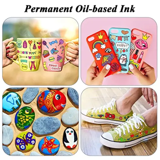 12 Colors Paint Pen Paint Markers, Oil-Based Waterproof Marker Pens, Permanent Fabric Paint Quick Dry Marker for Metal, Egg, Tire, Rock, Wood, Canvas, Plastic, Glass, Engineer, DIY Craft {3}