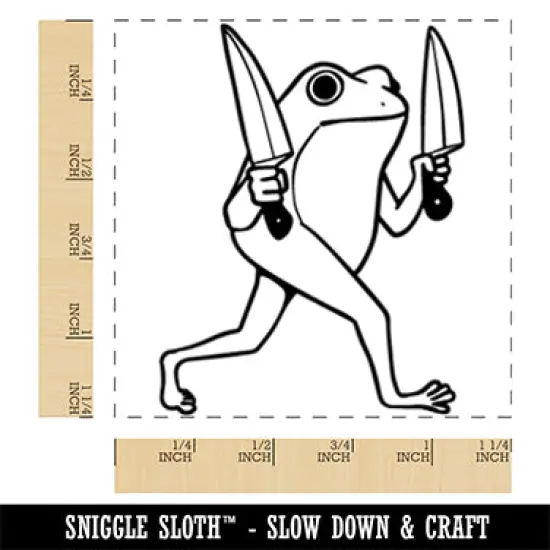 Frog with Two Knives Square Rubber Stamp for Stamping Crafting {1}
