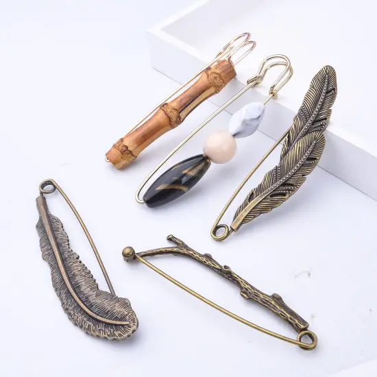 5 Pieces Vintage Chic Brooch Extra Large Safety Pins Heavy Duty Safety Pins Accessories for Women Men Girls Clothing Sweaters Shawls Collars Scarf Blankets Crafts, 5 Styles {4}
