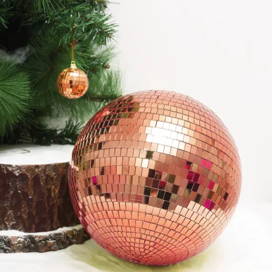 16-Inch wide Foam Rose Gold Disco Mirror Ball {2}