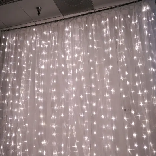 BACKDROP 18ft x 9ft Organza LED Lights Photo Background White {5}