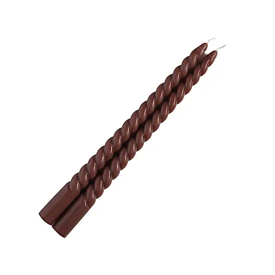 12 Unscented 11 in Long Spiral Premium Wax Taper CANDLES Mocha brown {1}