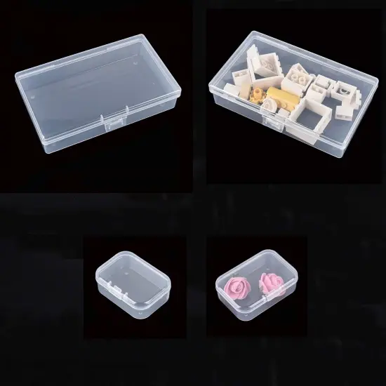 7 Pieces Mixed Sizes Rectangular Empty Mini Clear Plastic Organizer Storage Box Containers with Hinged Lids for Small Items and Other Craft Projects {3}